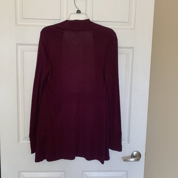White House Black Market Burgundy Long Sleeve Open Front Cardigan Small - Picture 2 of 6